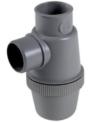 Siphon de lavabo en PVC-C gris, Ø 40, classement M1, entrée verticale