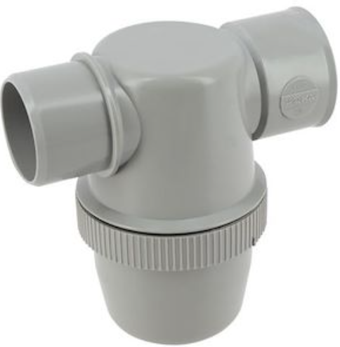 [NICYH1C] Siphon de lavabo en PVC-C gris, Ø 40, classement M1, entrée horizontale